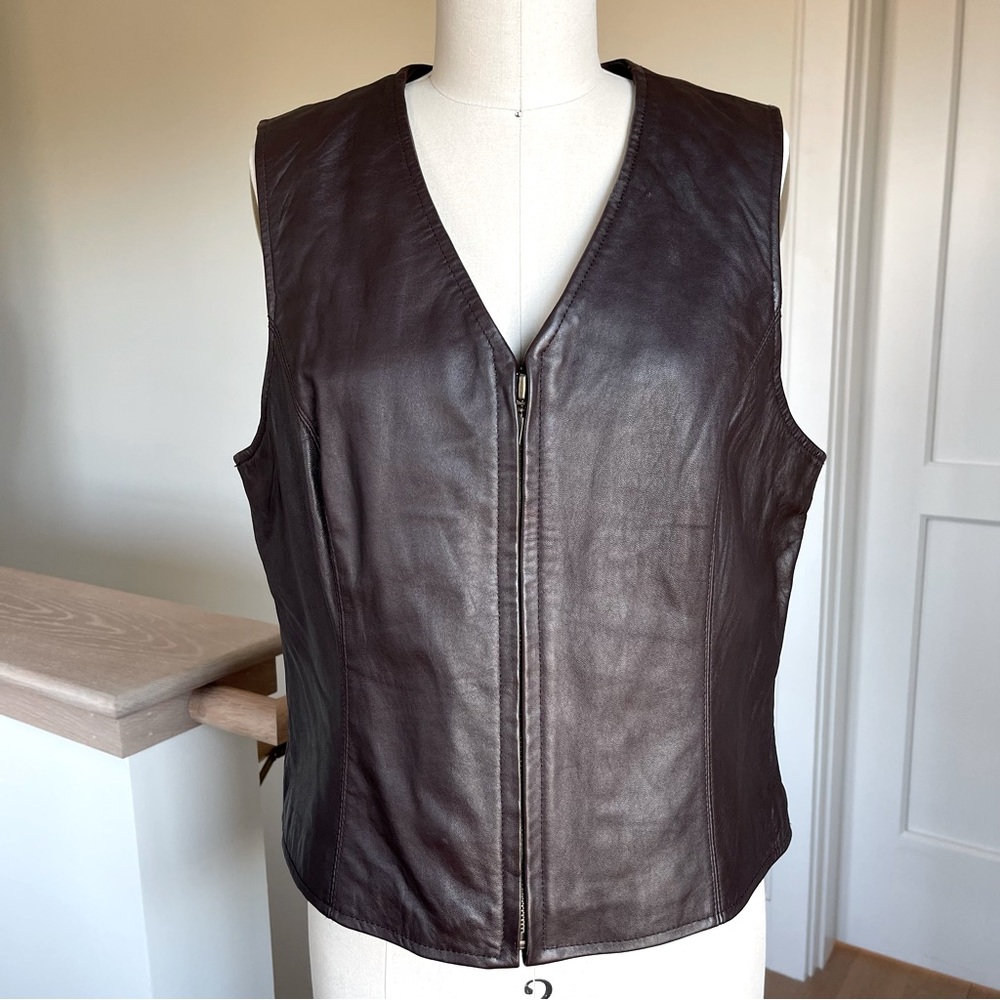 Croft & Barrow Women’s Brown lambskin leather vest, size M
